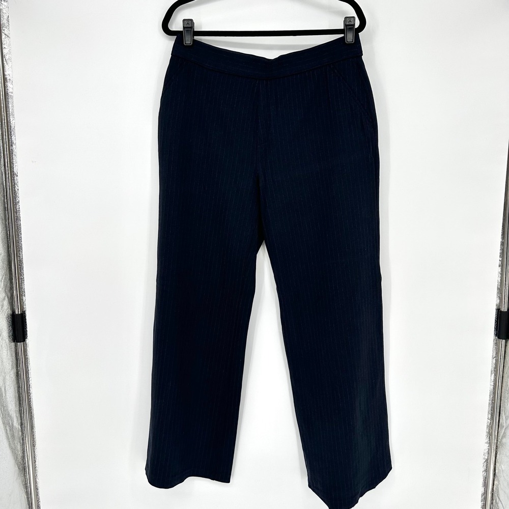 Spanx The Perfect Pant Wide Leg In Navy Pinstripe Pull On Trousers XL